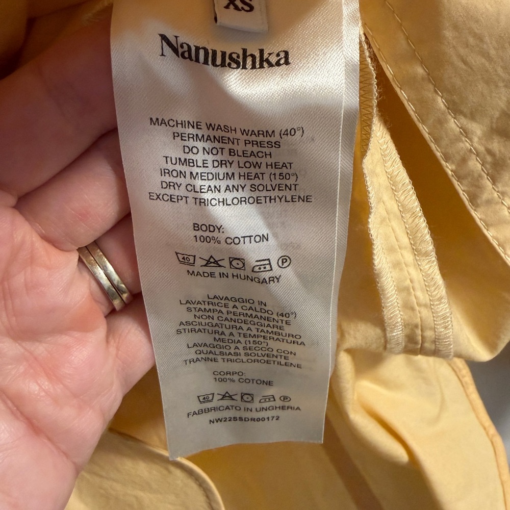 Nanushka Butter Yellow Button-Down Puff Sleeve Mini Dress - size xs - Picture 4 of 4
